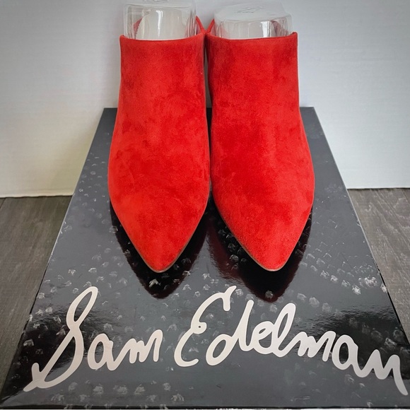 Sam Edelman Oran Red Suede Mule Pump Sz 8 - Picture 2 of 3